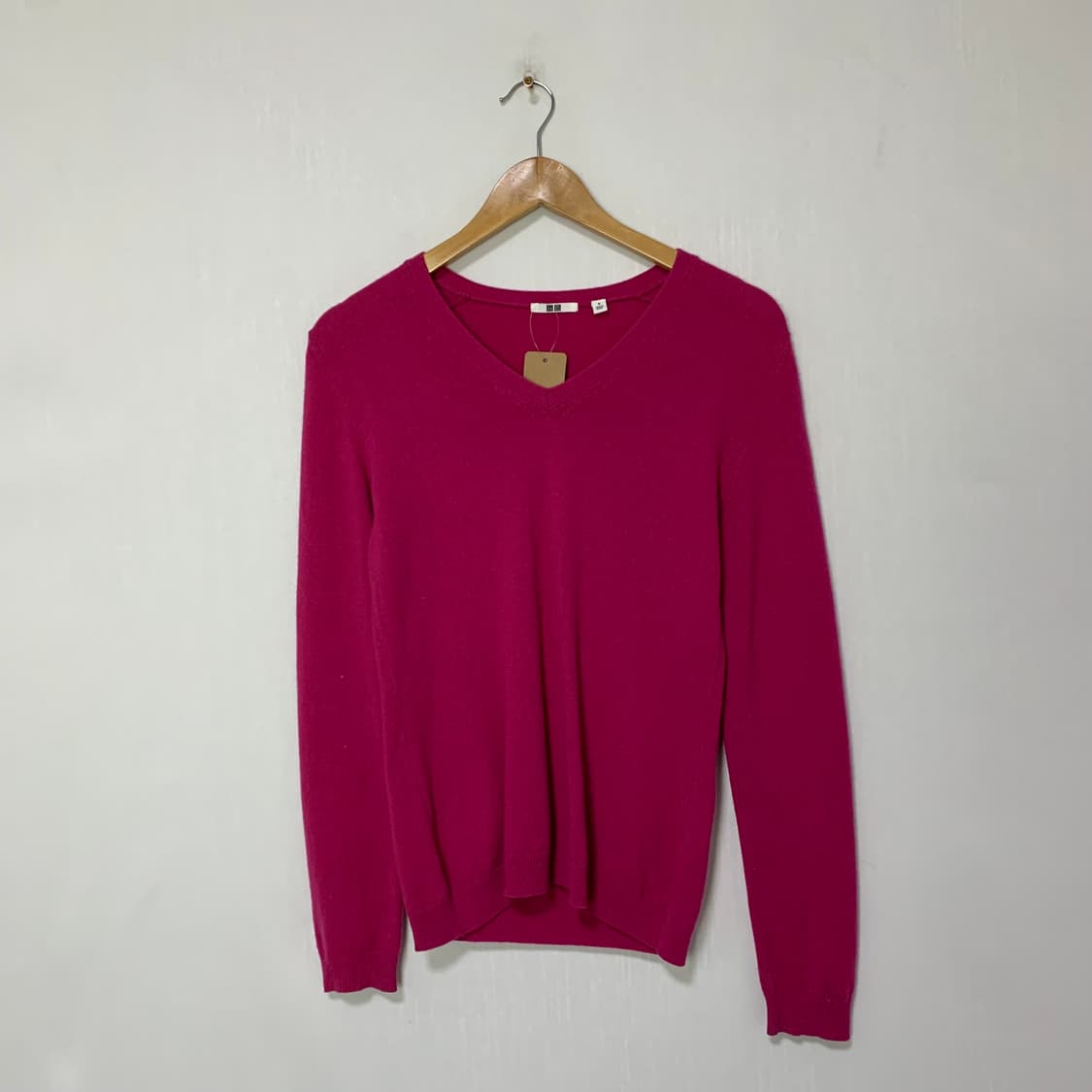 유니클로 빈티지 캐시미어 100 니트 스웨터 브이넥 핑크 M 상품이미지1
