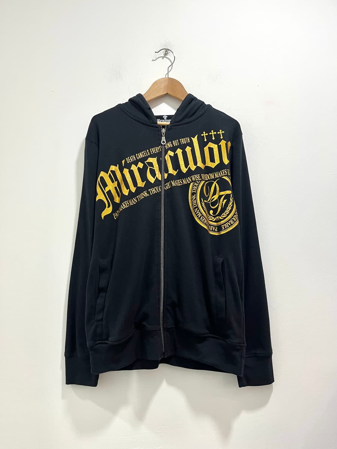 y2k 락펑크 골드 글리터 레터링 프린팅 후드집업  상품이미지1