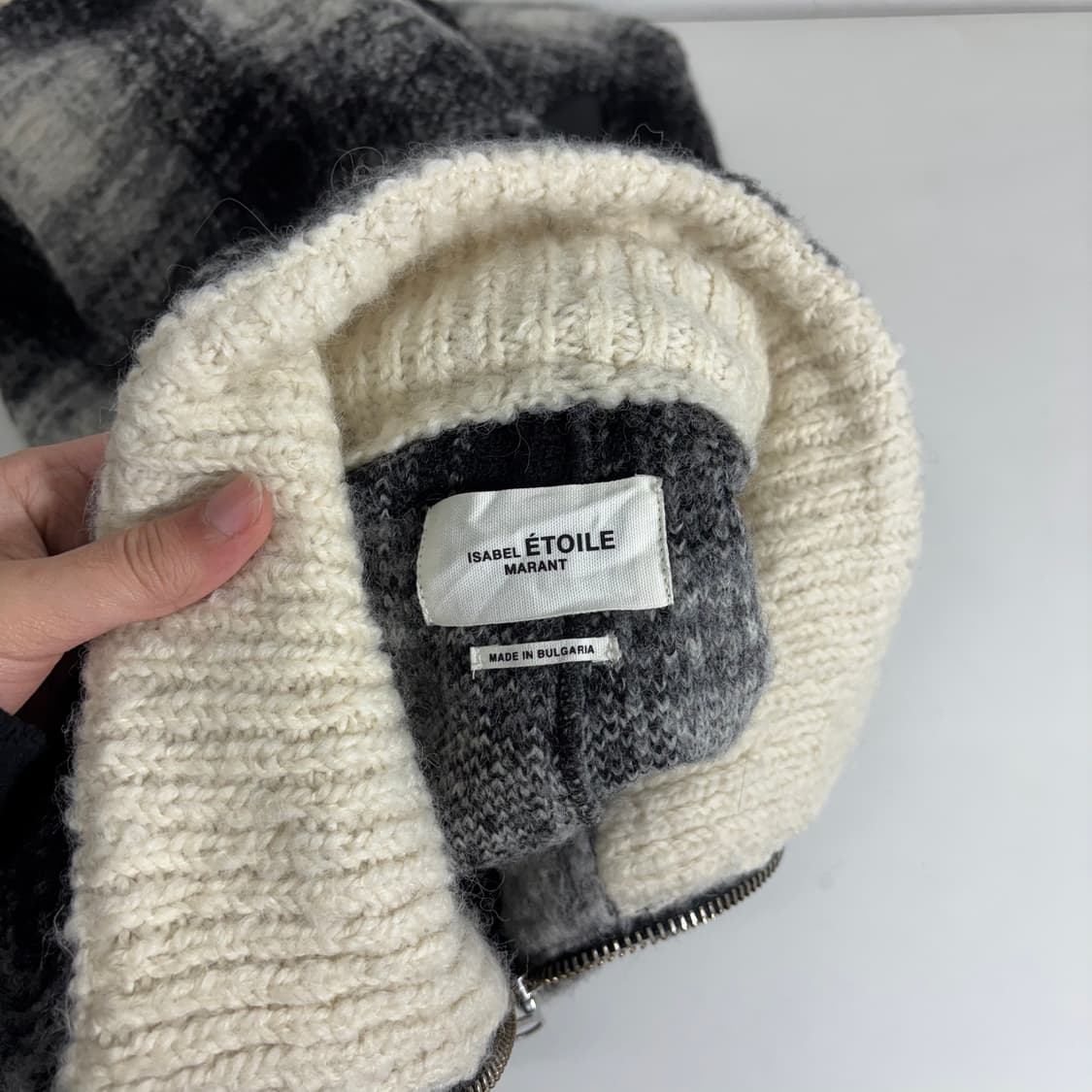 36 이자벨마랑 에뚜왈 체크 투웨이 알파카 니트집업 자켓 상품이미지4