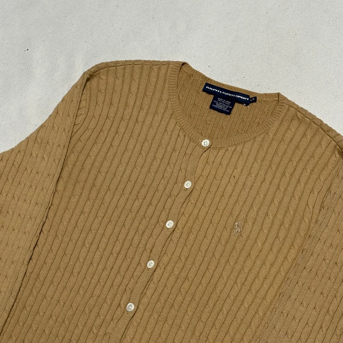 L 폴로랄프로렌 여성용 케이블 라운드넥 가디건  상품이미지1