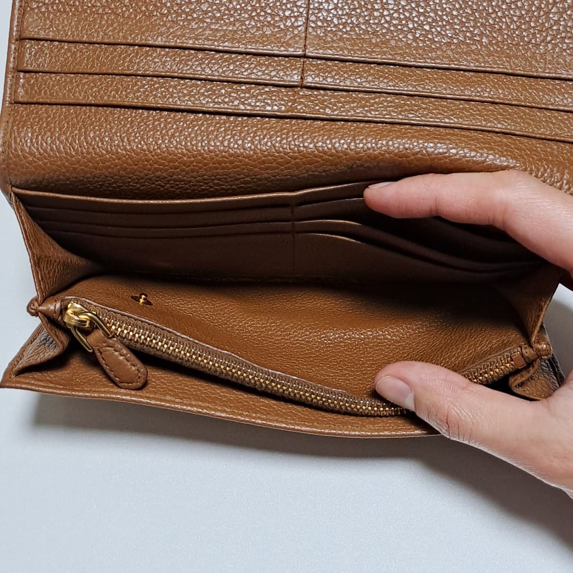 [100%/정품] 프라다 브라운 그레인 레더 장지갑, 프라다장지갑 상품이미지6