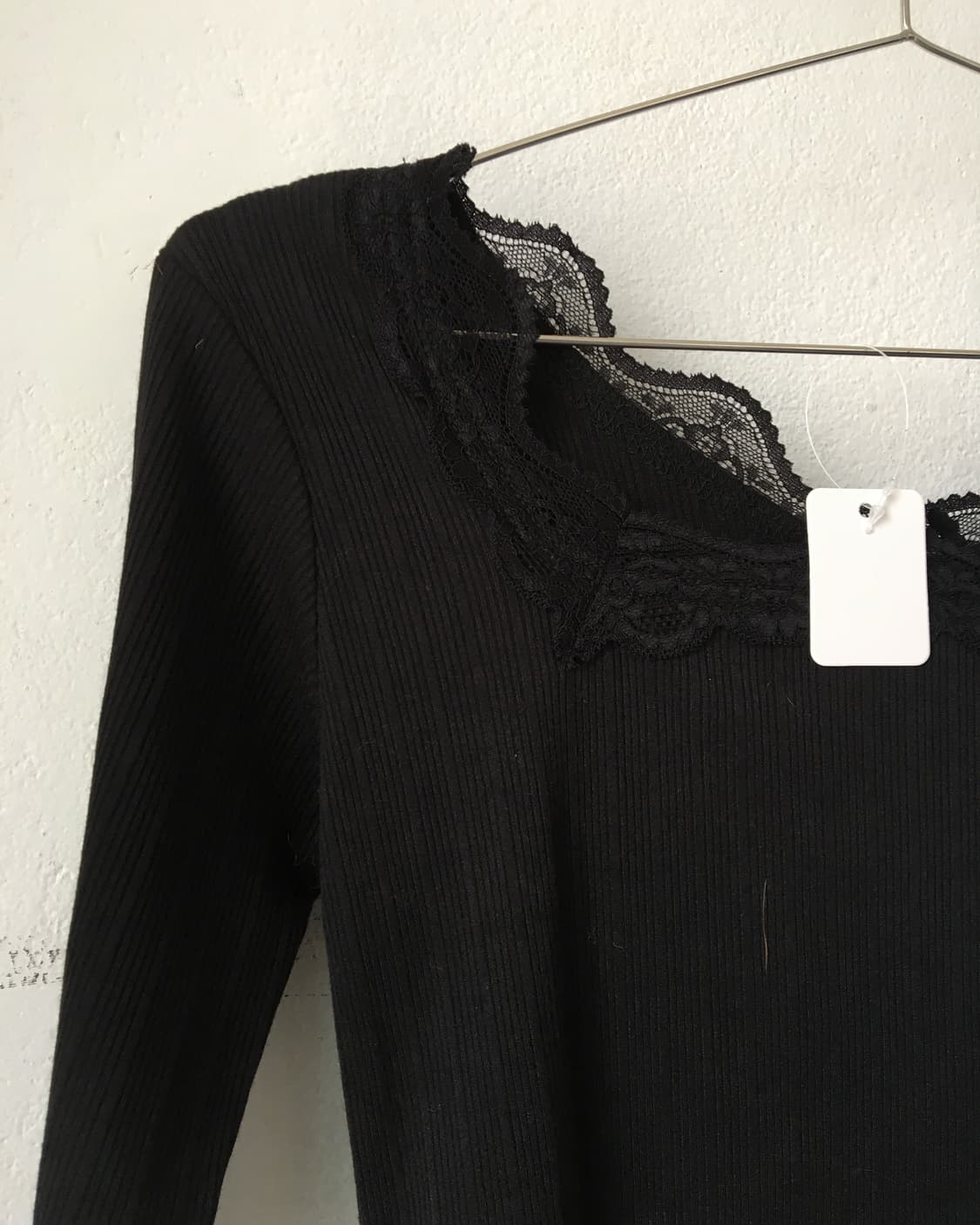 Lace trimming ribbed sleeve 상품이미지2