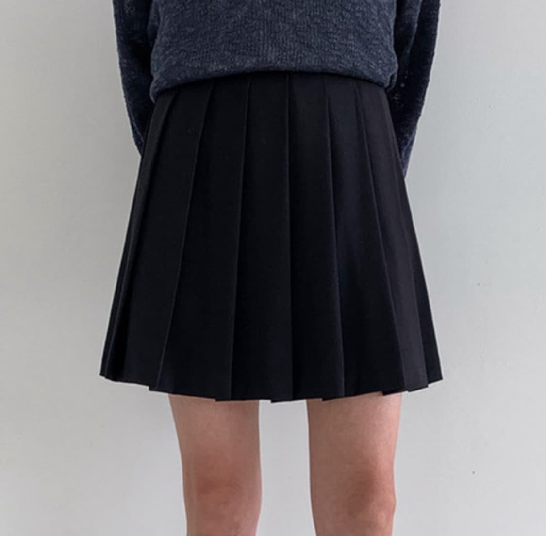 블랙 플리츠 스커트 상품이미지2