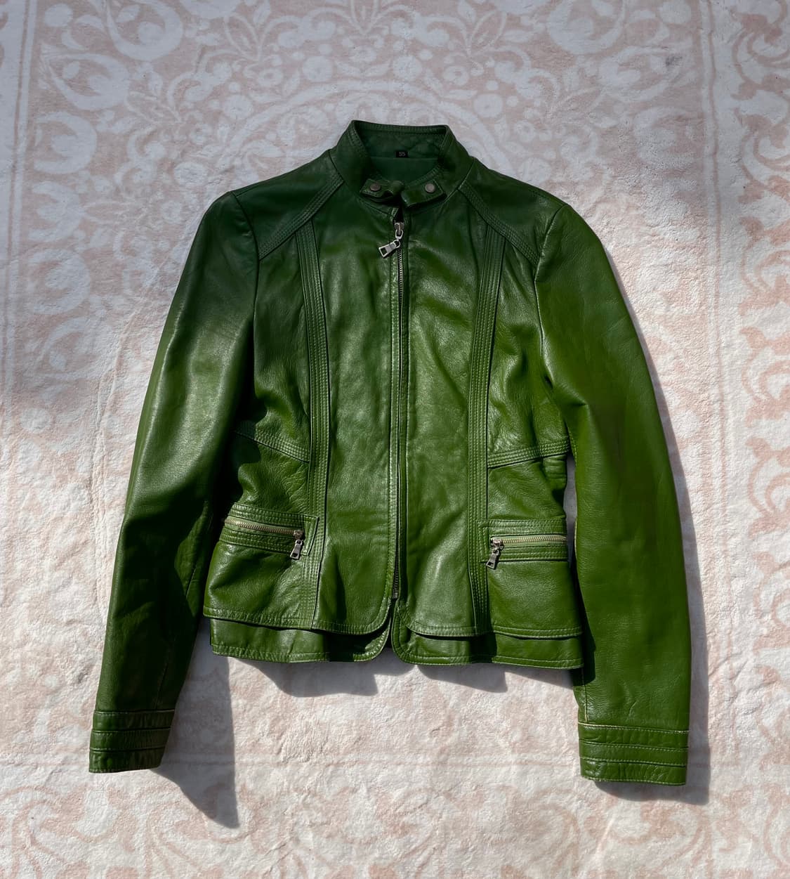 Italian Green Leather Rider Jacket  상품이미지1