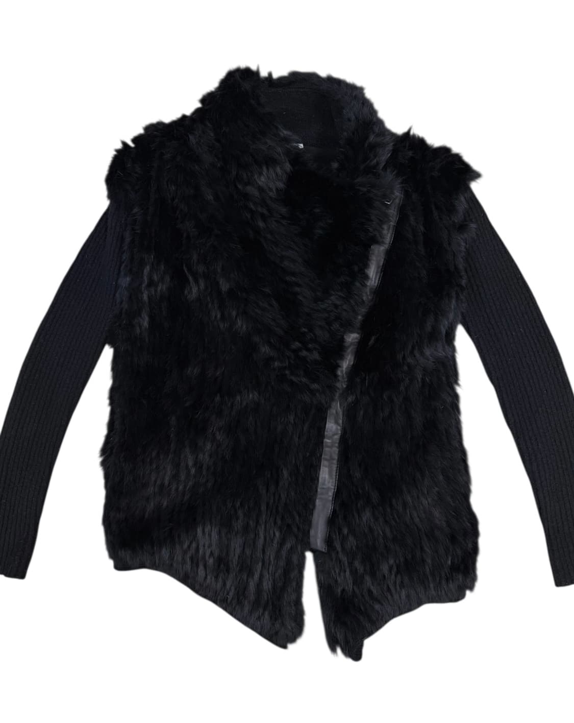 헬무트 랭 블랙 래빗 퍼 비대칭 니트 자켓 상품이미지4