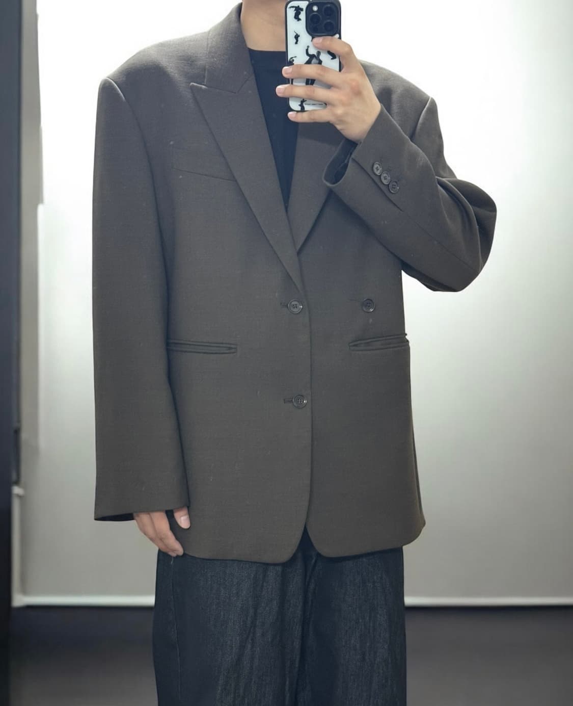 인사일런스 더블 브레스티드 오버핏 브라운 블레이저 상품이미지1