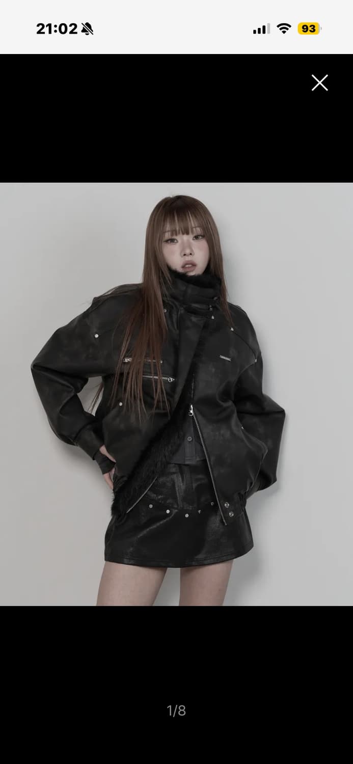 에트오소메 피그먼트 무스탕 퍼 점퍼 블랙 상품이미지7