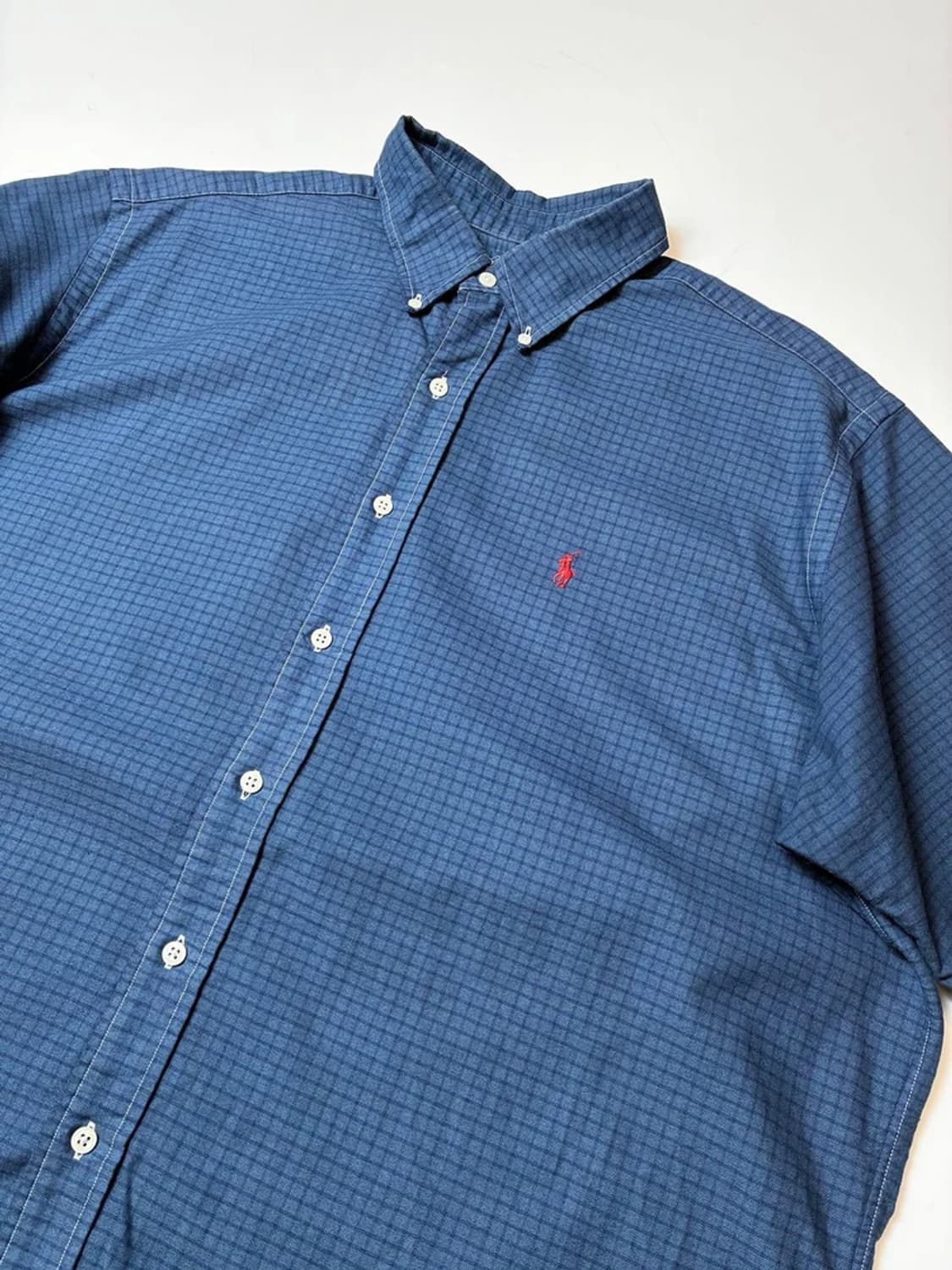 폴로 랄프로렌 00's 블루 마이크로 체크 반팔 셔츠 PN9009 상품이미지2