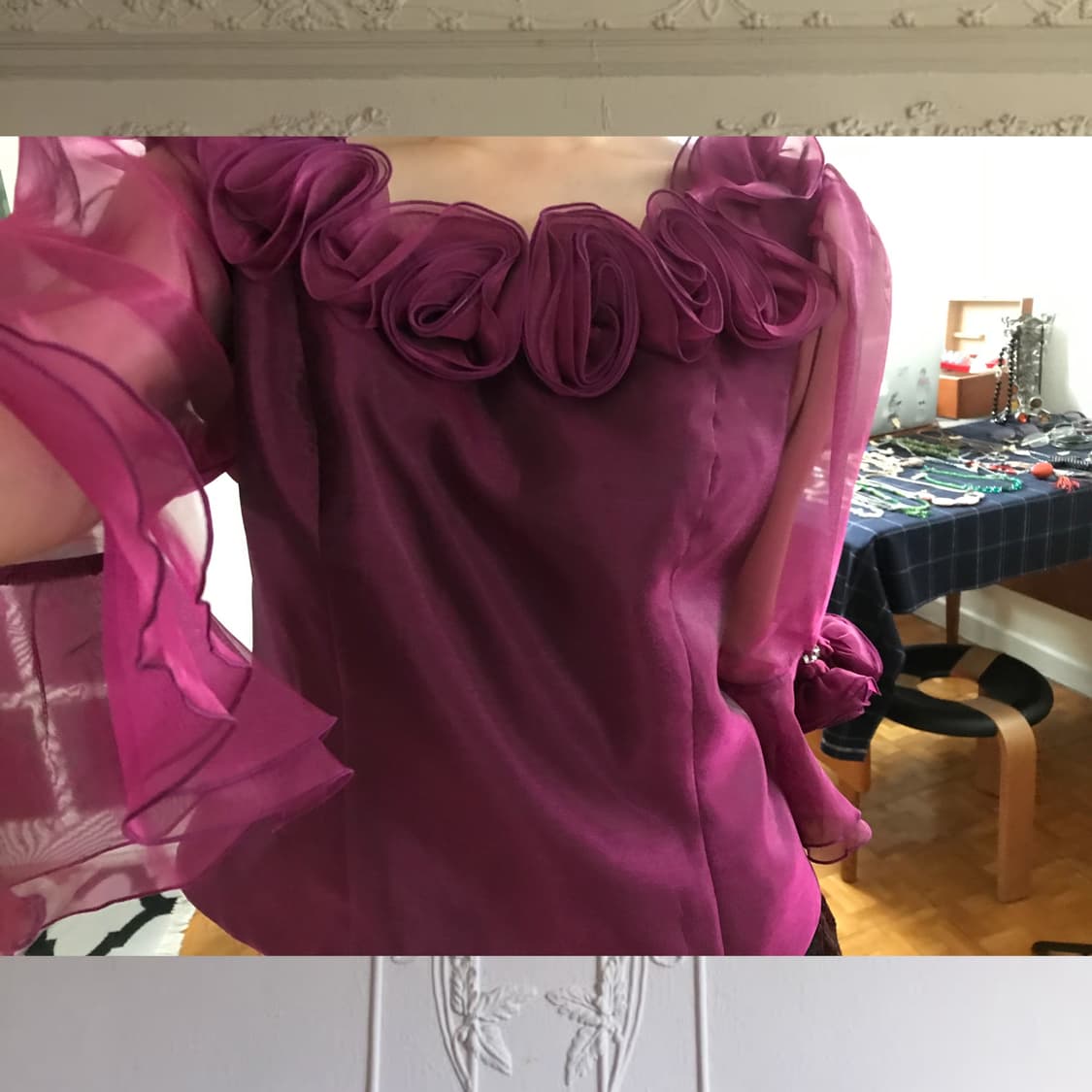 vintage rose organza blouse 상품이미지6