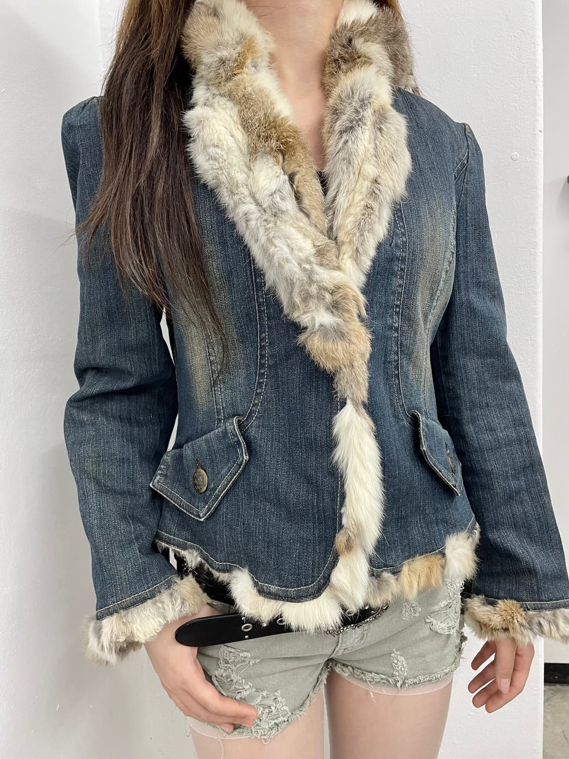 y2k 퍼트리밍 데님 아일렛 자켓 상품이미지3