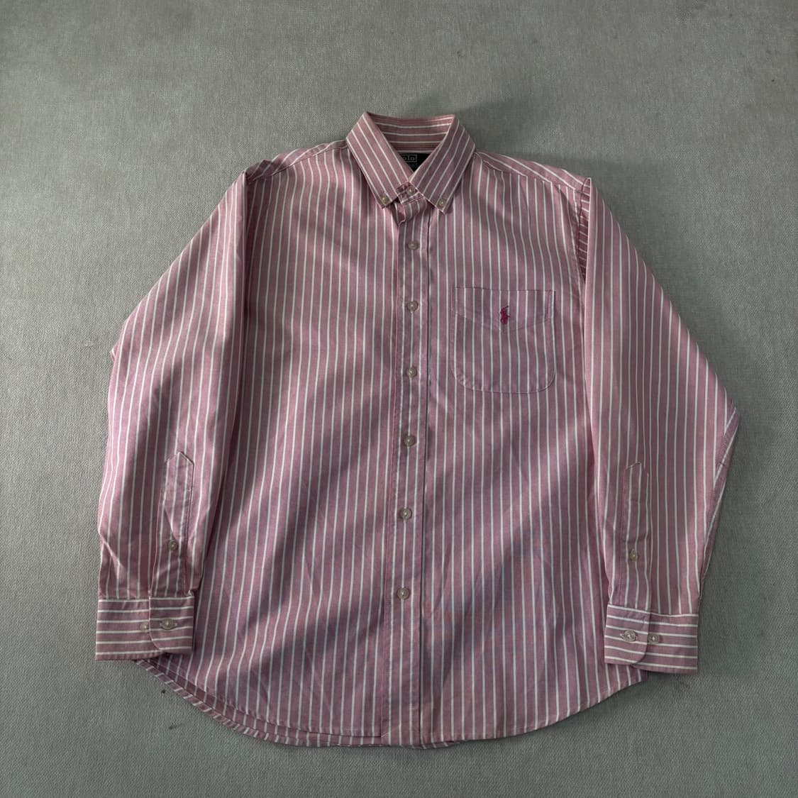 100 폴로랄프로렌 핑크 스트라이프 코튼 셔츠 상품이미지1