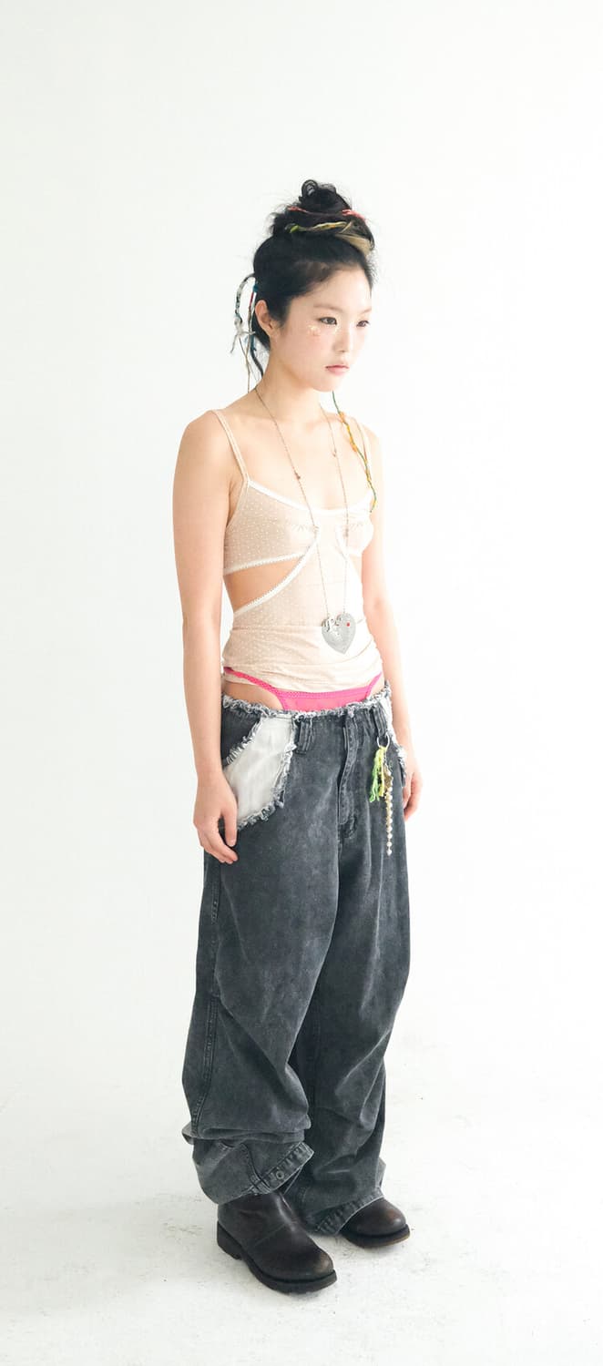 샵페어리cut-off denim maxi pants (black) 새상품 상품이미지3