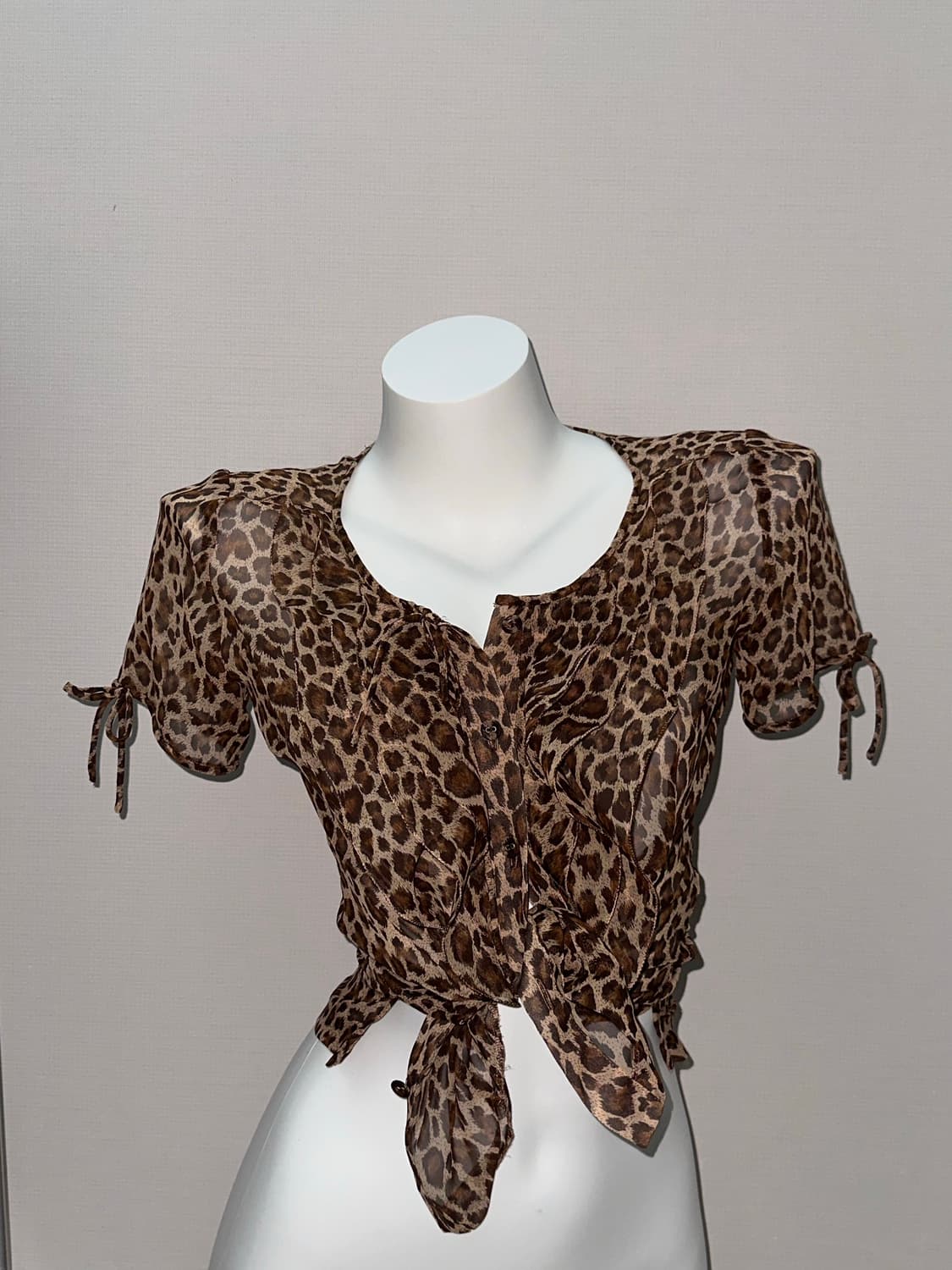 빈티지 갸루 호피 반소매 블라우스 상품이미지2
