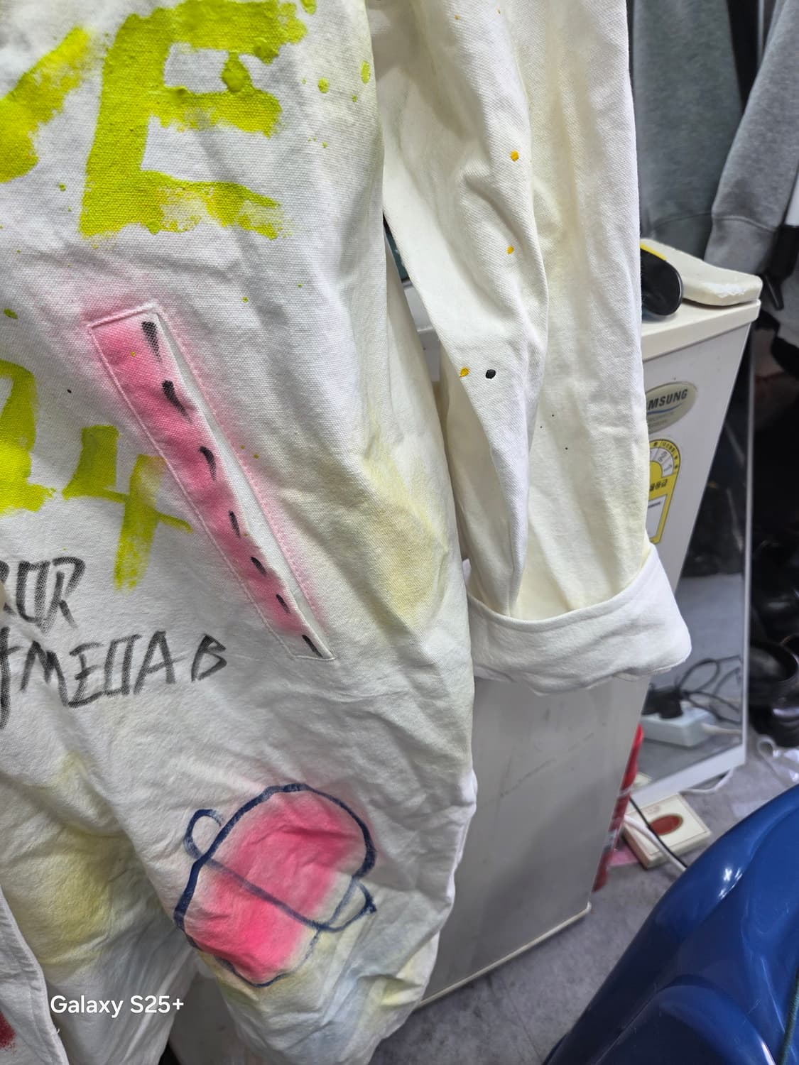 페인팅   화이트  롱코트   M 상품이미지3