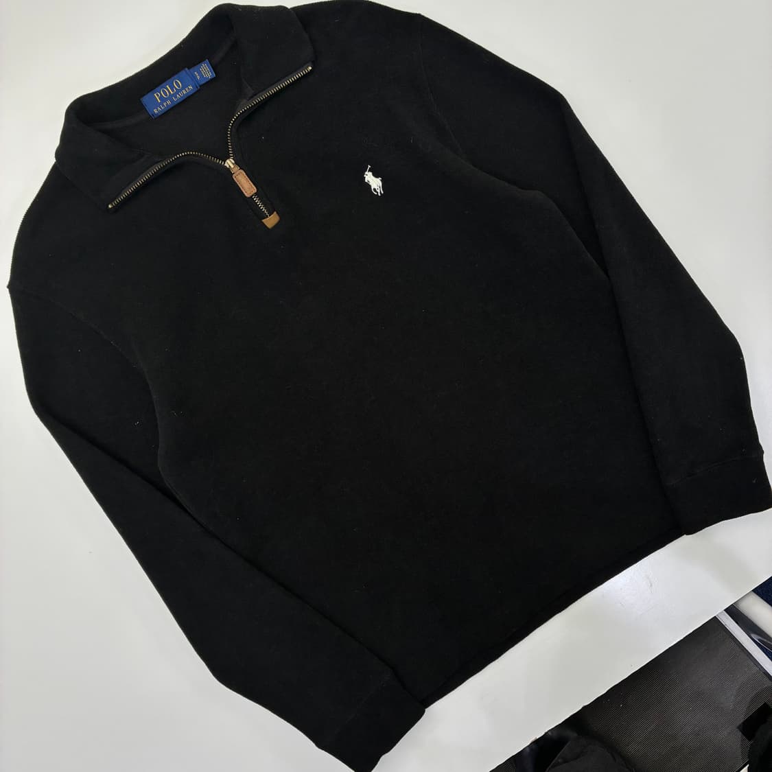 Polo 폴로 랄프로렌 블랙 화이트 포니 쿼터 집업 니트 상품이미지2