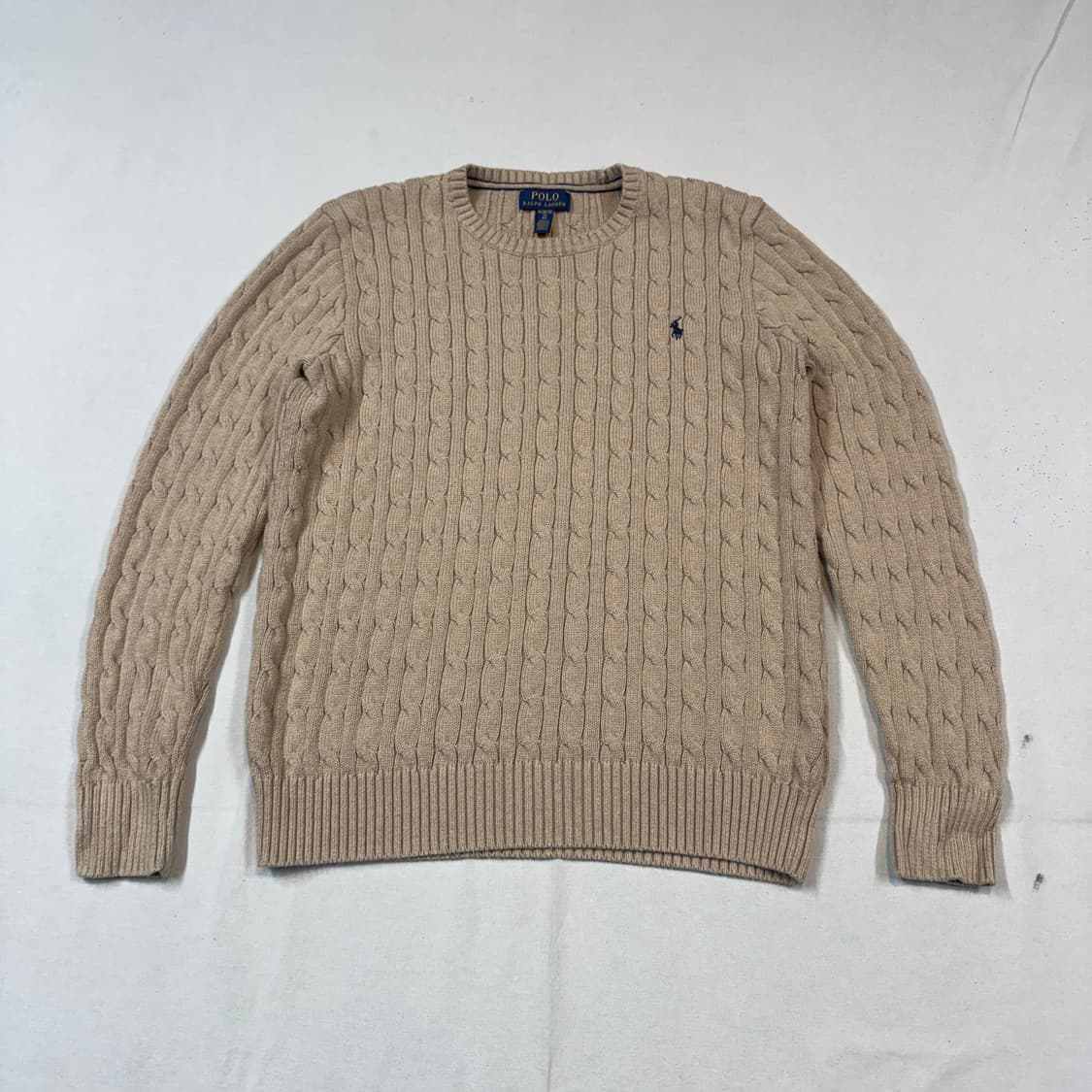 M) 폴로 랄프로렌 케이블 꽈배기 니트 탄 브라운 신형 큐알탭 상품이미지1