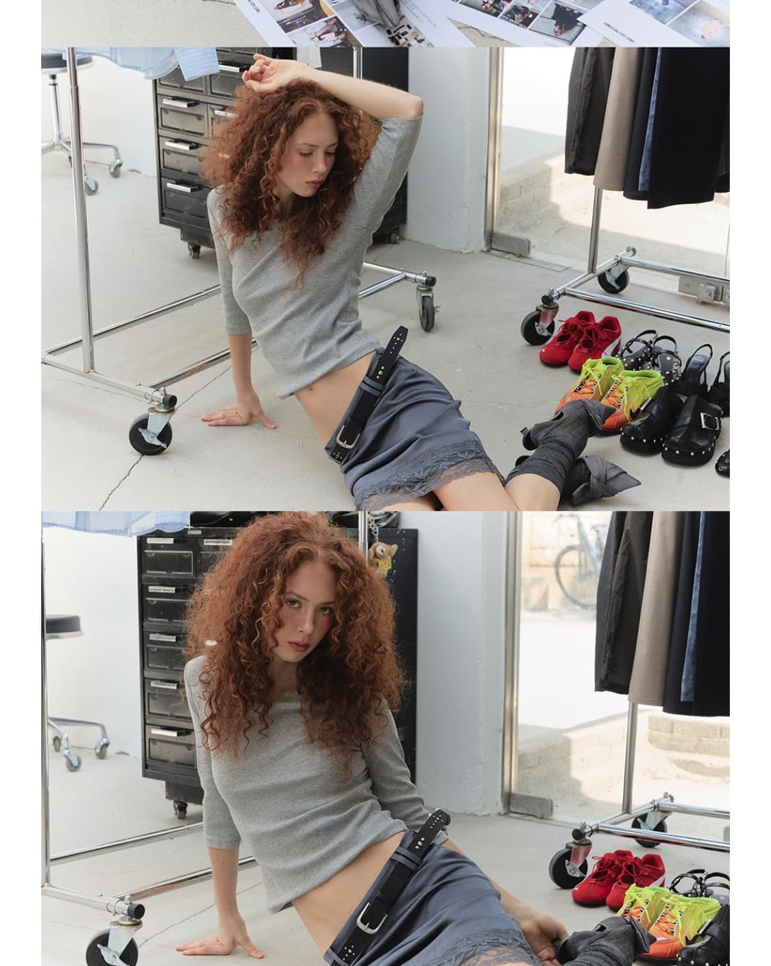 오데스 3/4 버튼 티 - 그레이 상품이미지2