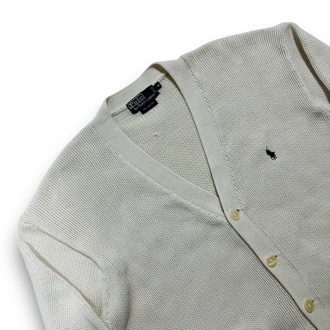 폴로 랄프로렌 90s 딥 화이트 미니멀 코튼 가디건 상품이미지3