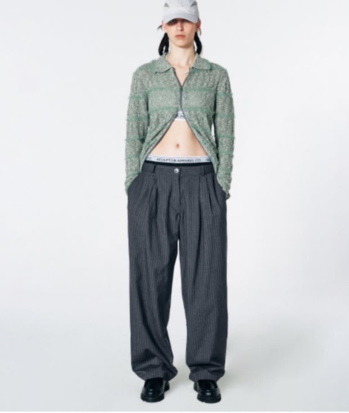 스컬프터 피카부 로우라이즈 핀턱 팬츠 그레이 S 상품이미지1