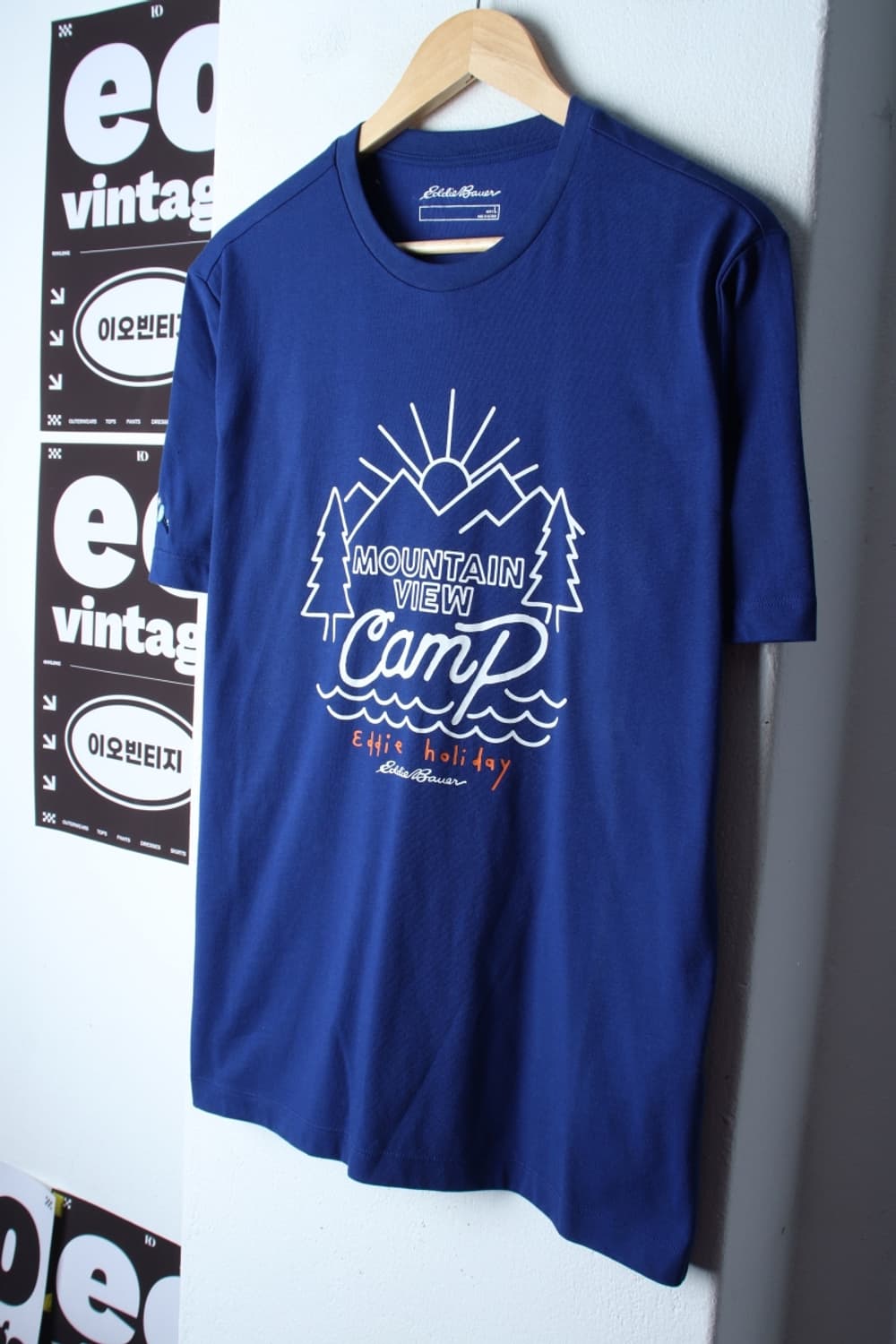 (L-XL) 에디바우어 반팔 티셔츠 새상품 빅로고 블루-H3H33677 상품이미지1