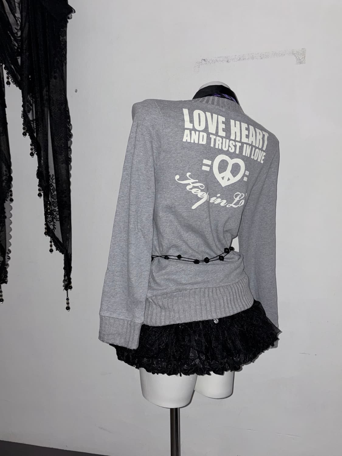 퍼플 글리터 00s 롱슬리브 무채색 갸루 고스 키치 상품이미지4