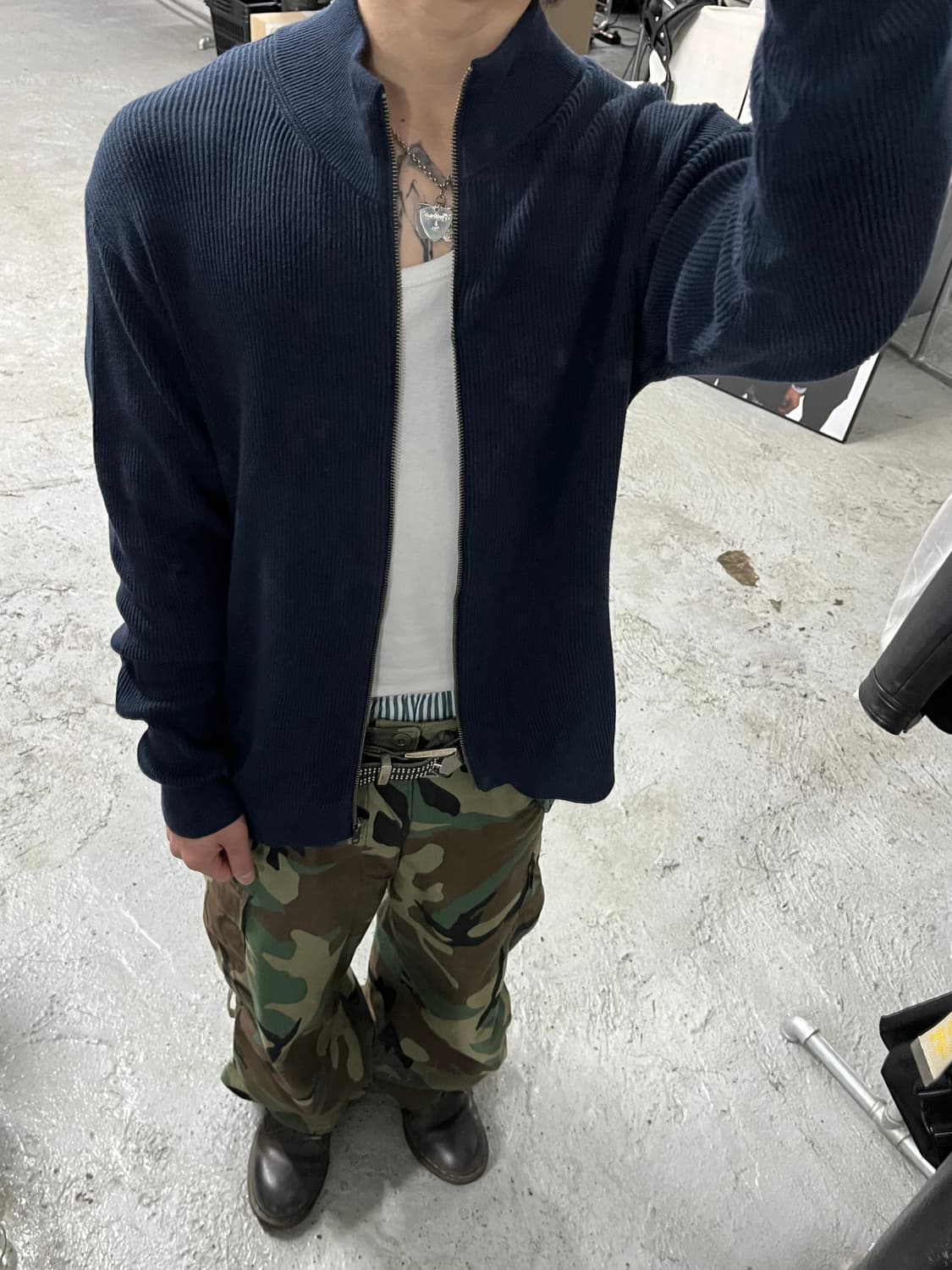 Muji knit zip up 상품이미지4