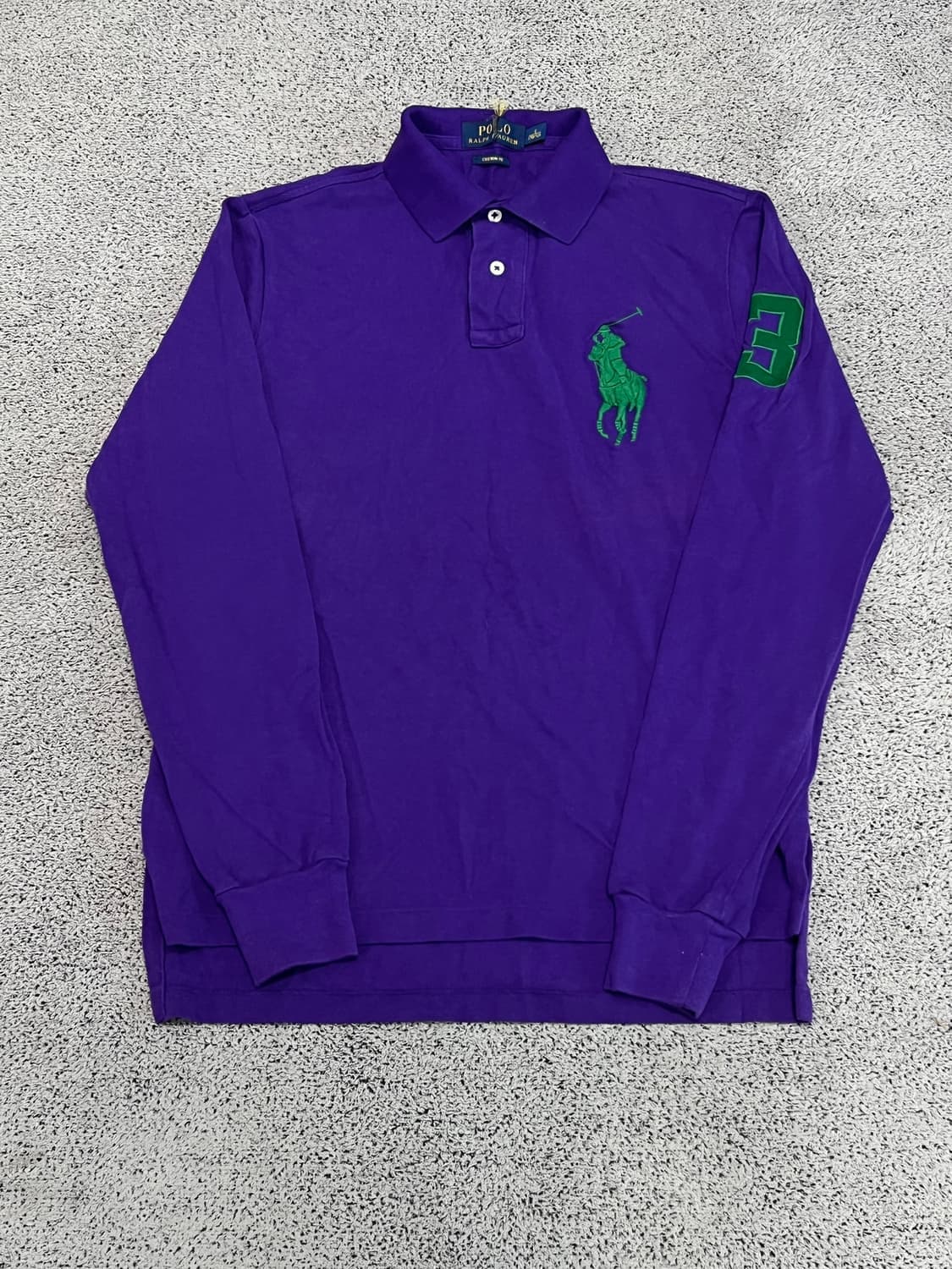 (S) 폴로 랄프로렌 커스텀핏 빅포니 카라 긴팔 티 퍼플 상품이미지1