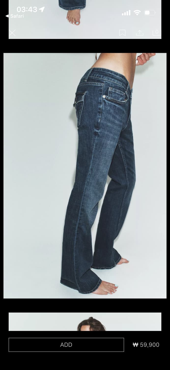 자라 로우라이즈 부츠컷 데님 새상품  상품이미지3