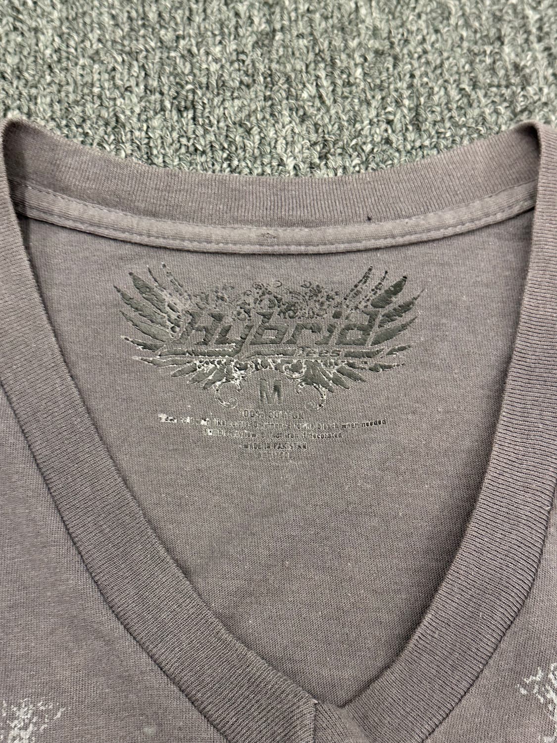 M)Hy Brid 빈티지 바이킹 워리어 스컬 프린팅 브이넥 반팔 상품이미지5