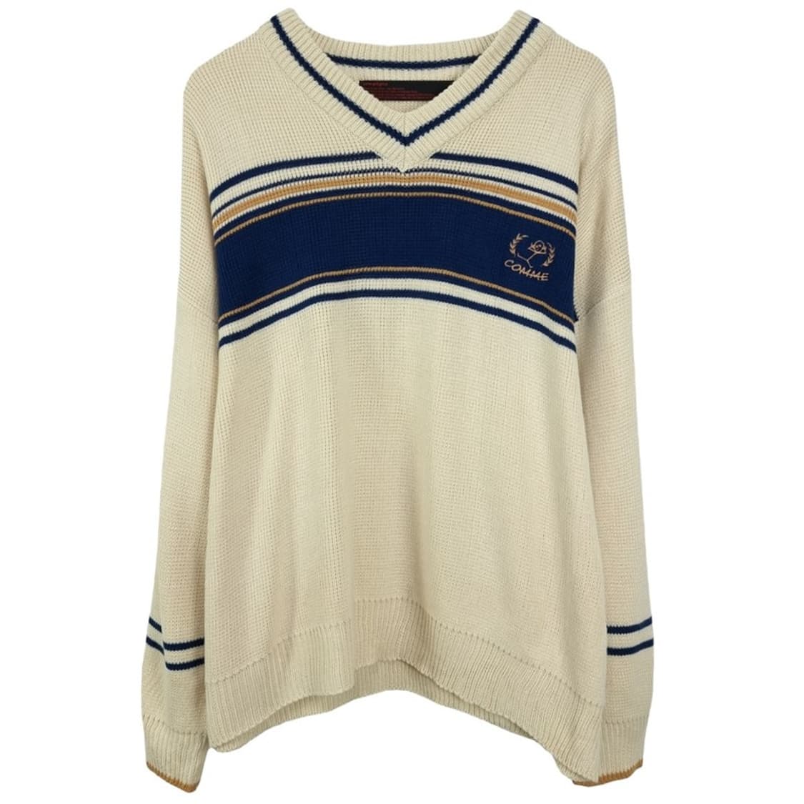 [꼼파뇨] 오버핏 브이넥 프레피 니트 아이보리 M18977 상품이미지2