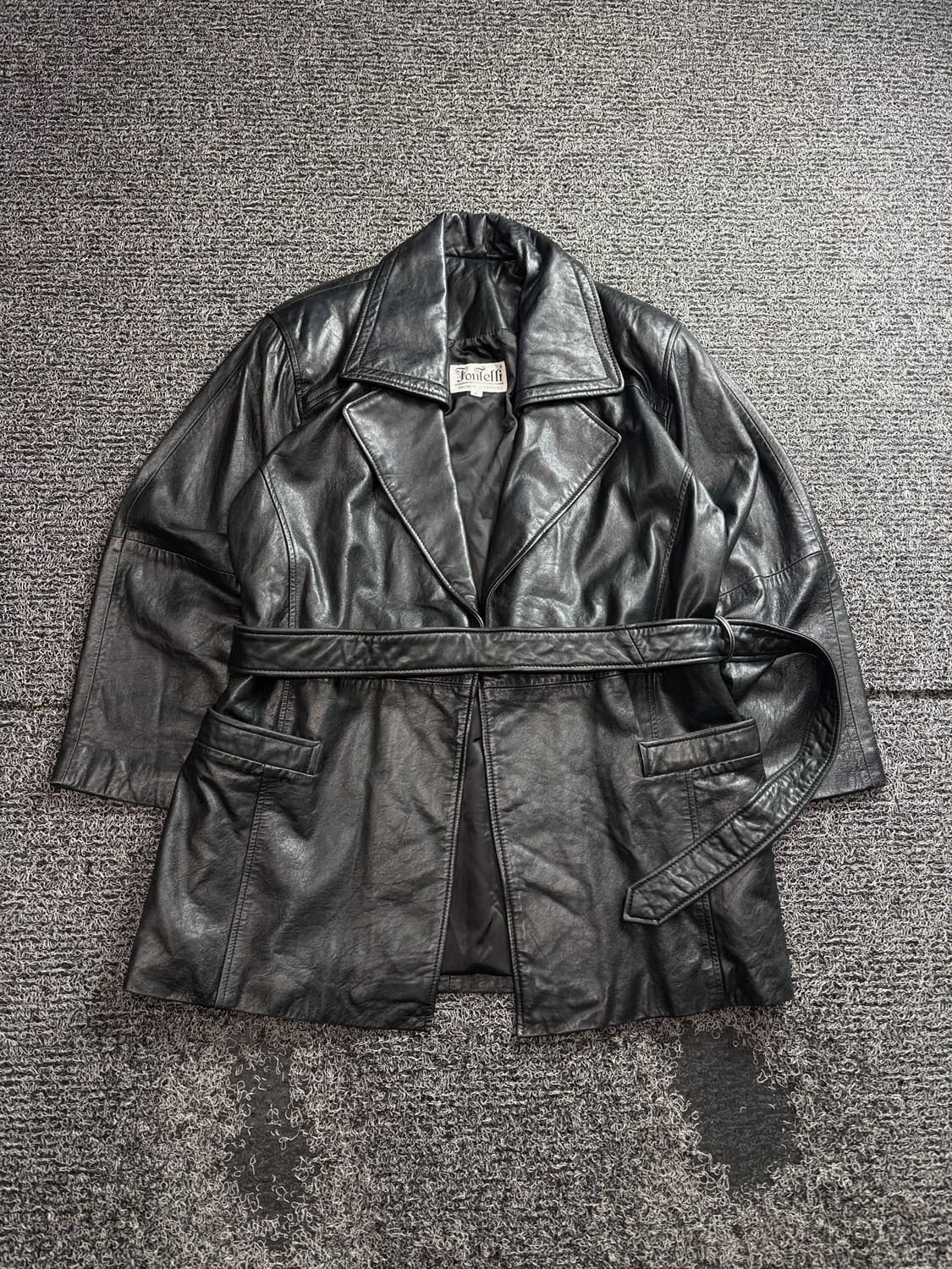 Fontelli 아카이브 양가죽 트렌치 벨티드 레더 자켓 3354 상품이미지2