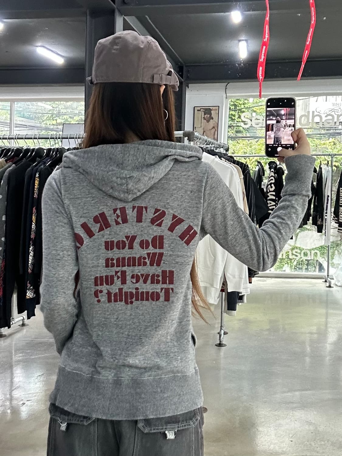 히스테릭글래머 히스걸 레터링 루즈 후드집업 상품이미지2