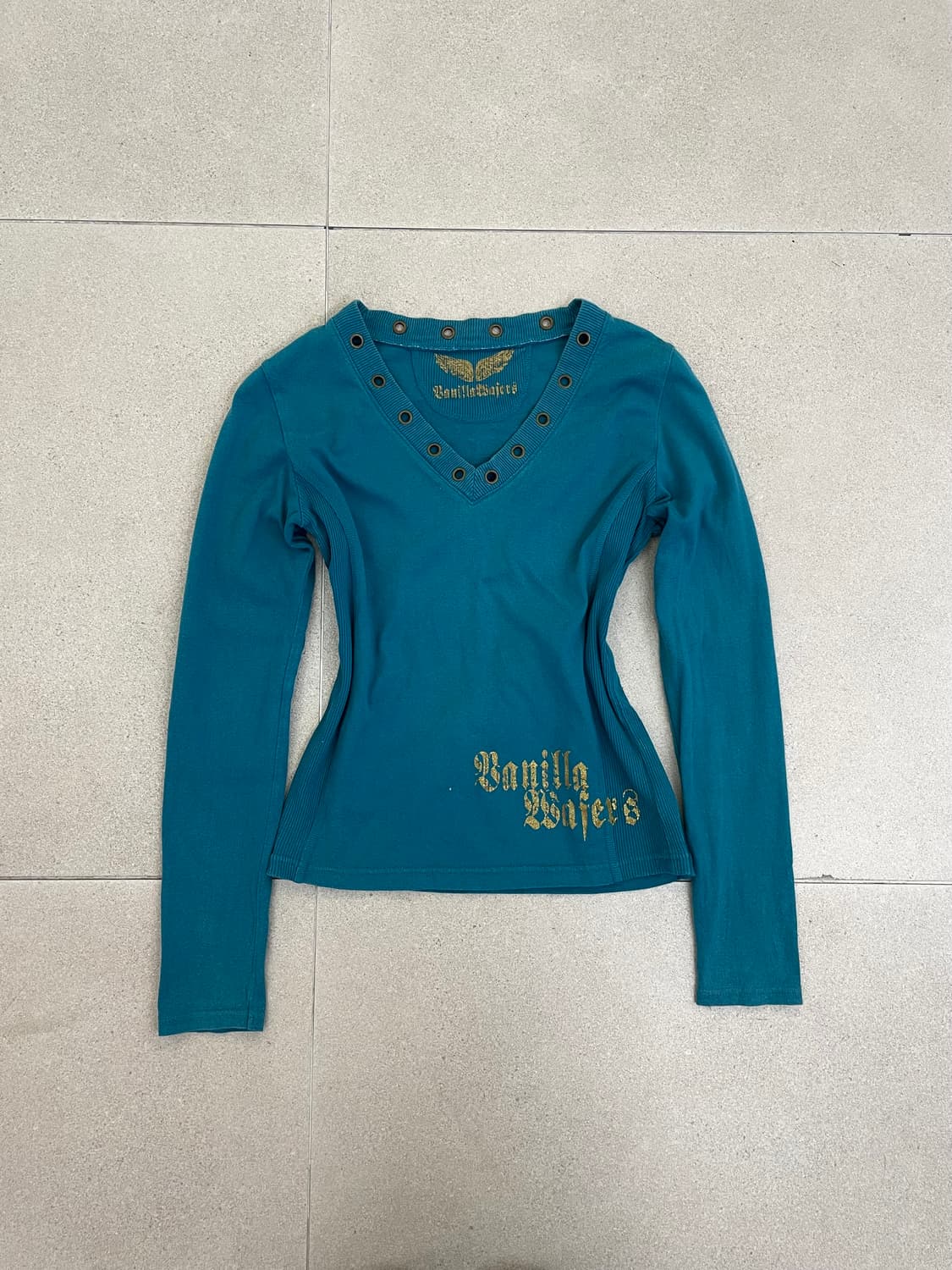 민트 브이넥 아일렛 롱슬리브 상품이미지1