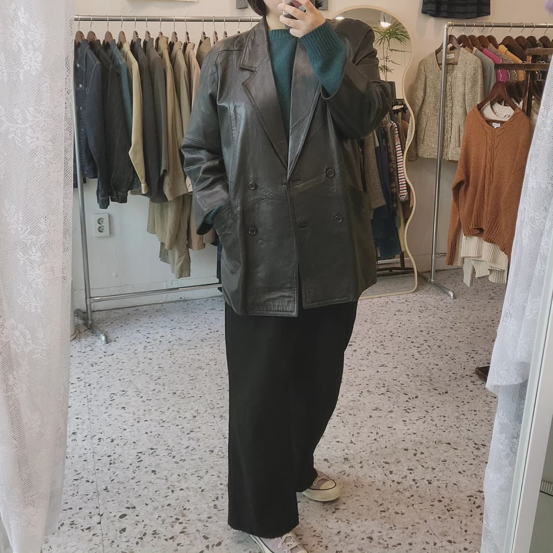 양가죽 오버핏 블랙레더자켓(Japan made) 상품이미지9