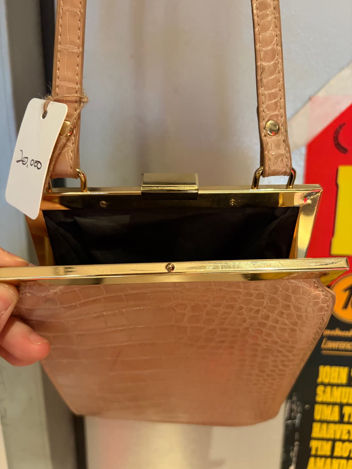 악어 패턴 베이지 메탈 크로스 미니백 상품이미지6