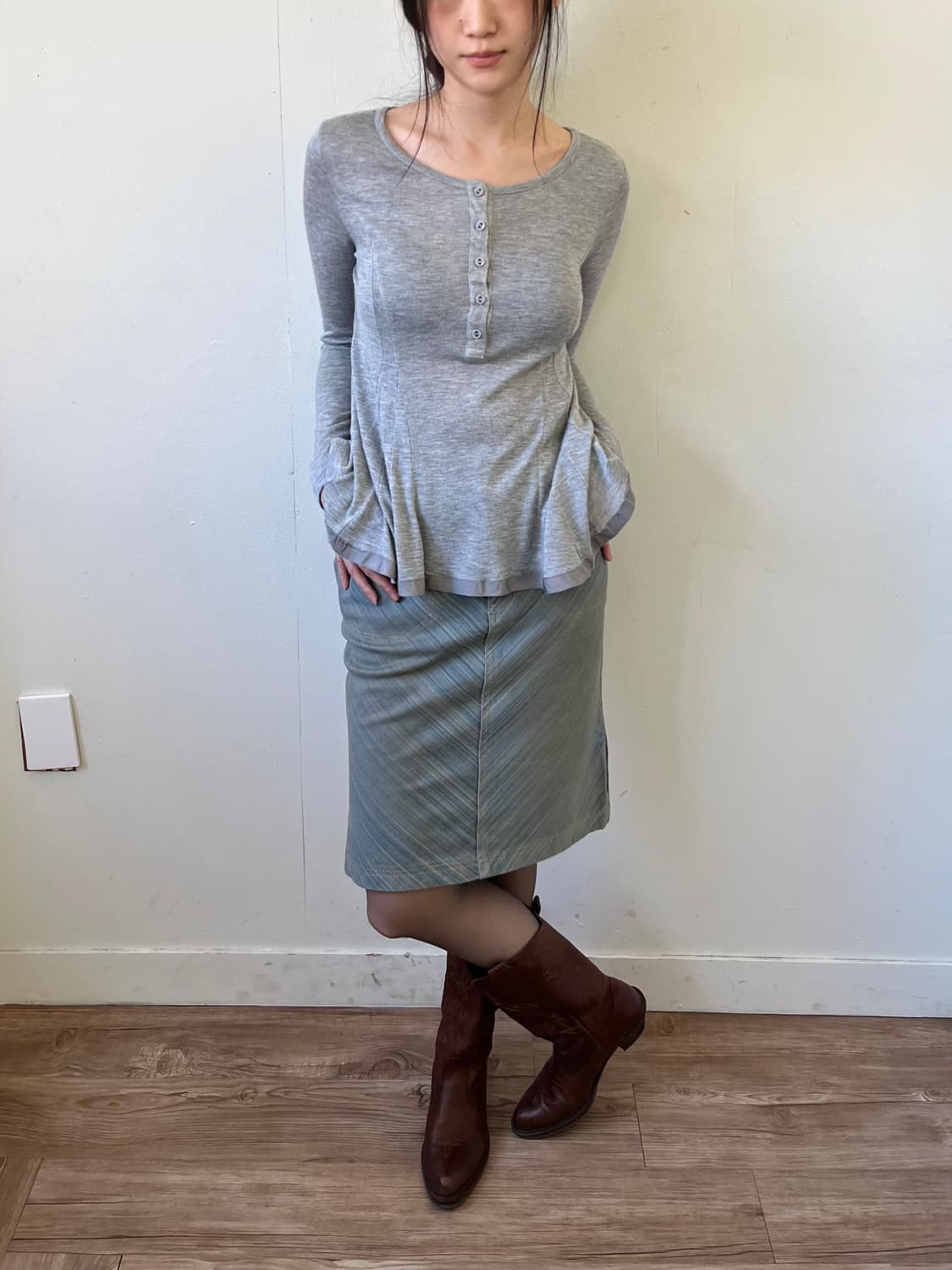 BIAS TIGHT SKIRT 사이드 트임 데님 스커트 상품이미지7