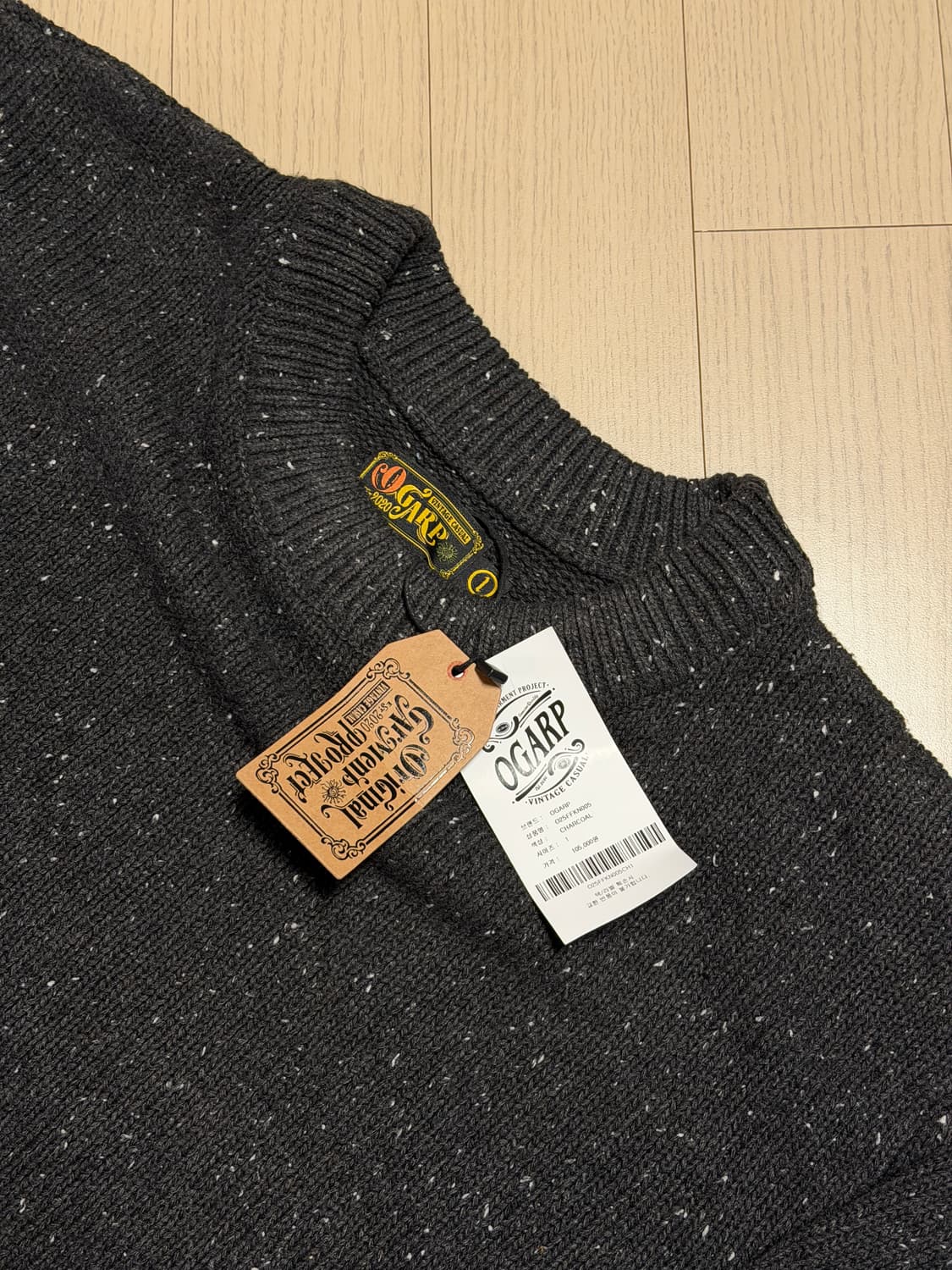 오가프 자카드 웨이즈 니트 차콜 상품이미지3