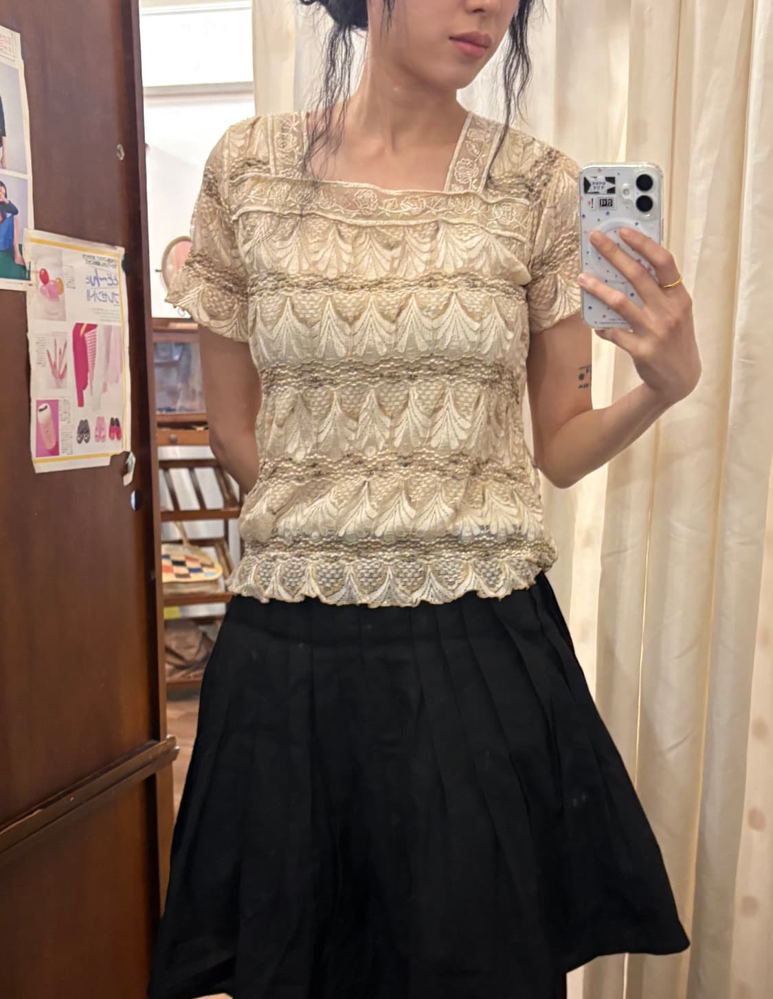 jpn vintage race 1/2  blouse 상품이미지4