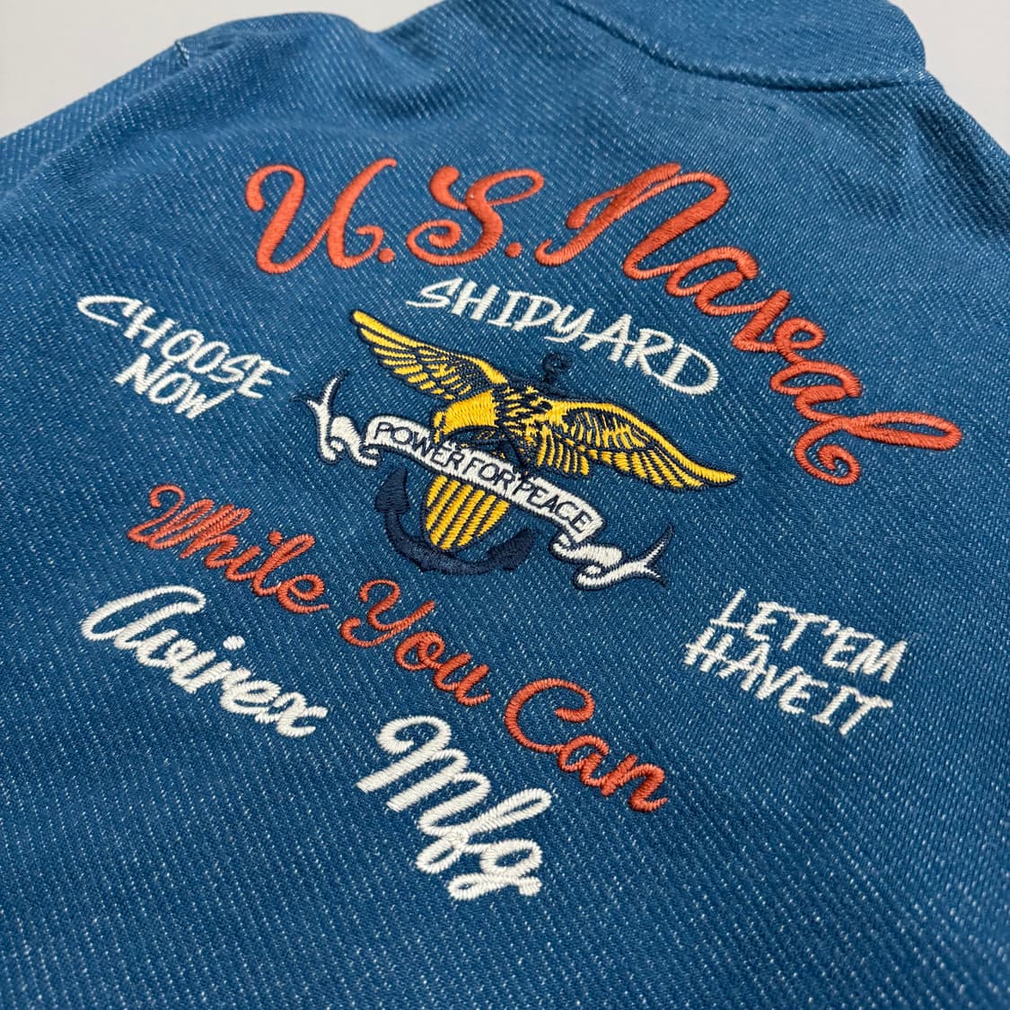 아비렉스(AVIREX) 블루 코튼 US NAVAL 자수 하이넥 집업 자켓 상품이미지6