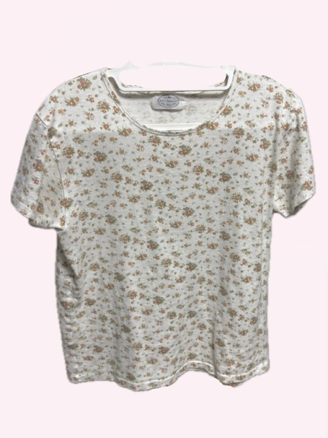 모리걸 오렌지 잔꽃 패턴 반팔티 상품이미지2