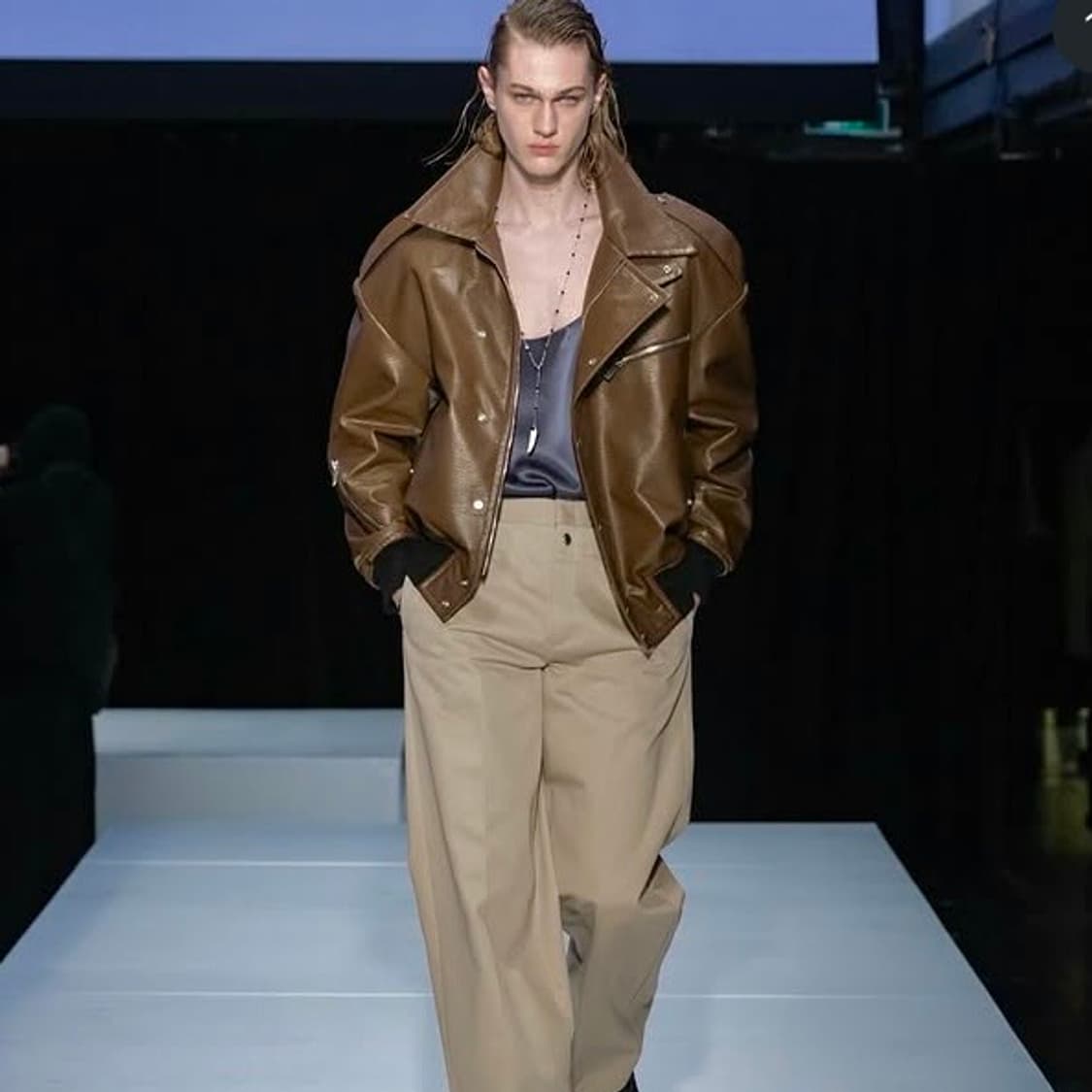 (95) SYSTEM 시스템옴므 파리컬렉션 레더 카라 집업 상품이미지1