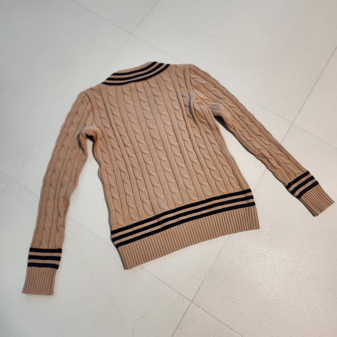 폴로 로렌 랄프로렌 브이넥 케이블 니트 브라운 상품이미지6