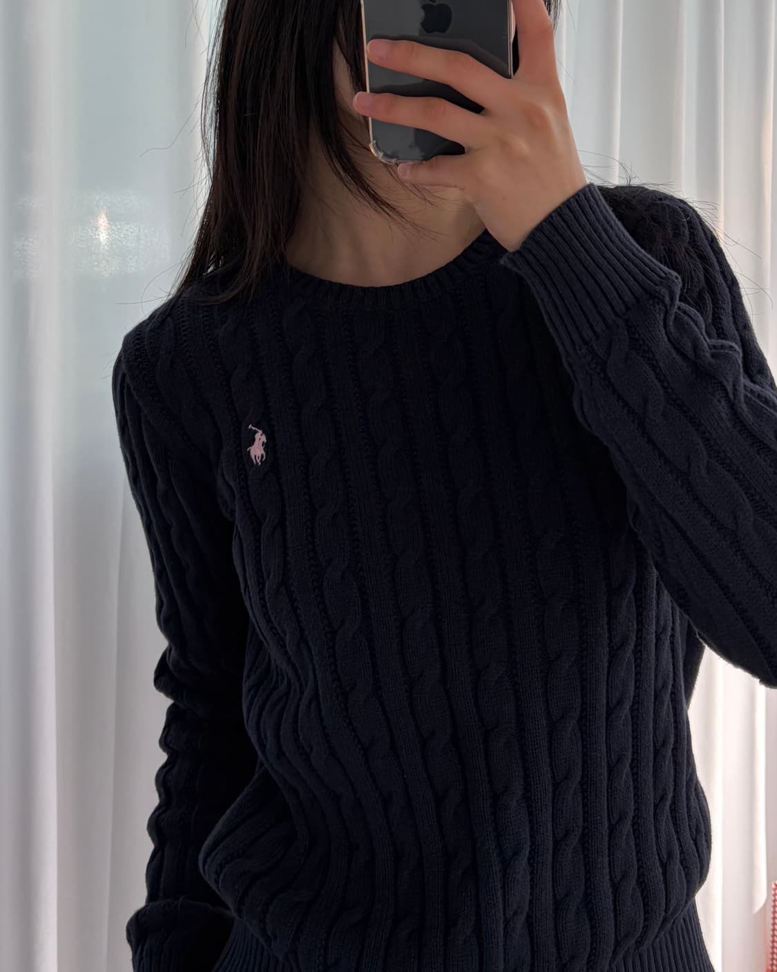 [XS]폴로 랄프로렌 걸즈 꽈배기 케이블 니트 navy 상품이미지3