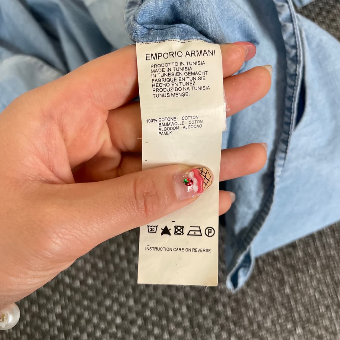 엠프리오 아르마니 하이넥 히든단추 데님 셔츠 상품이미지7