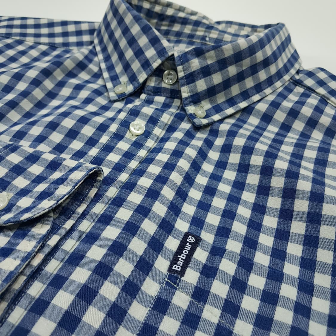 CL495 L 바버 코튼 버튼다운 네이비 깅엄체크 셔츠 남방 상품이미지4