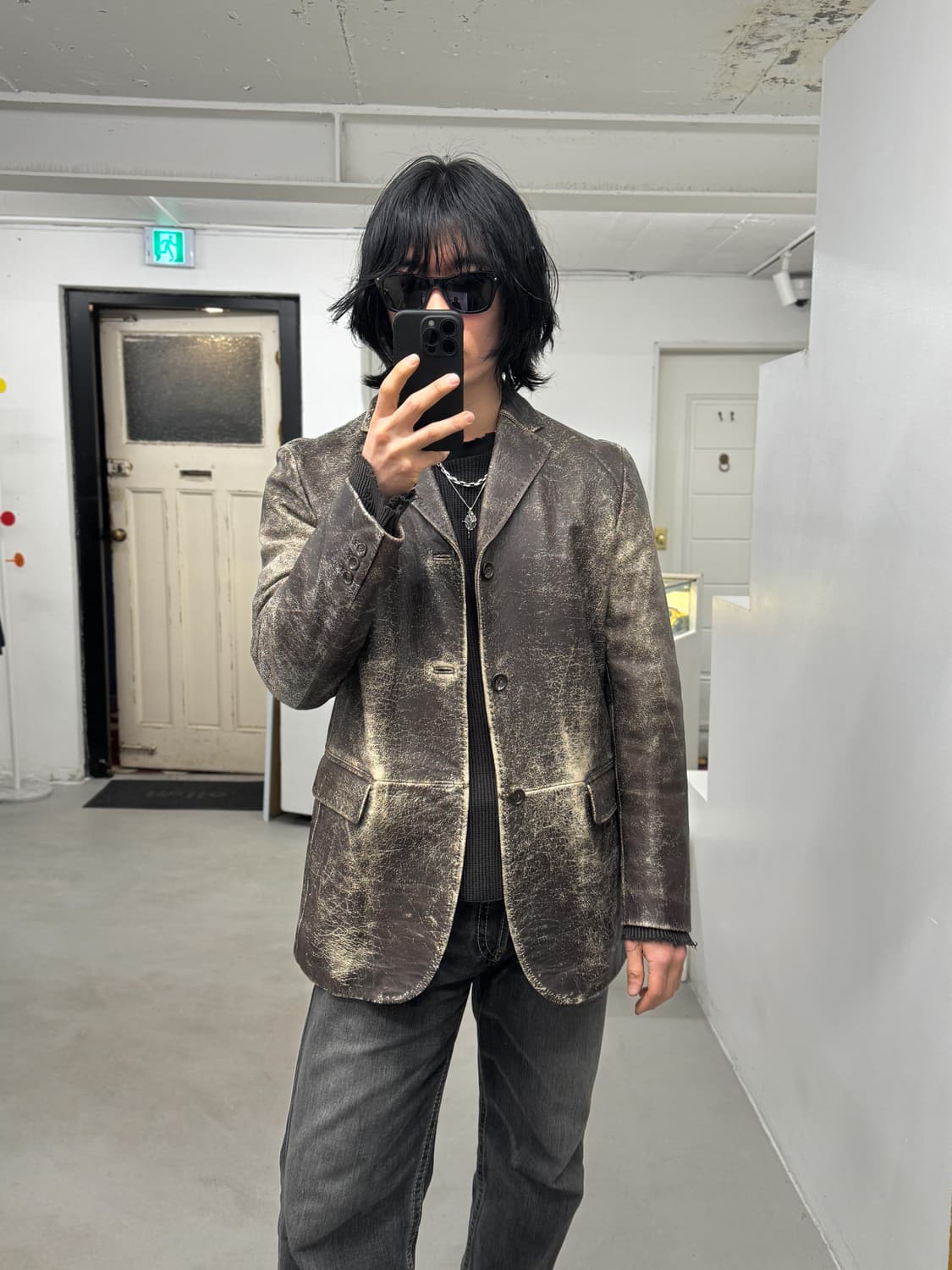 빈티지 레더 블레이저 상품이미지7