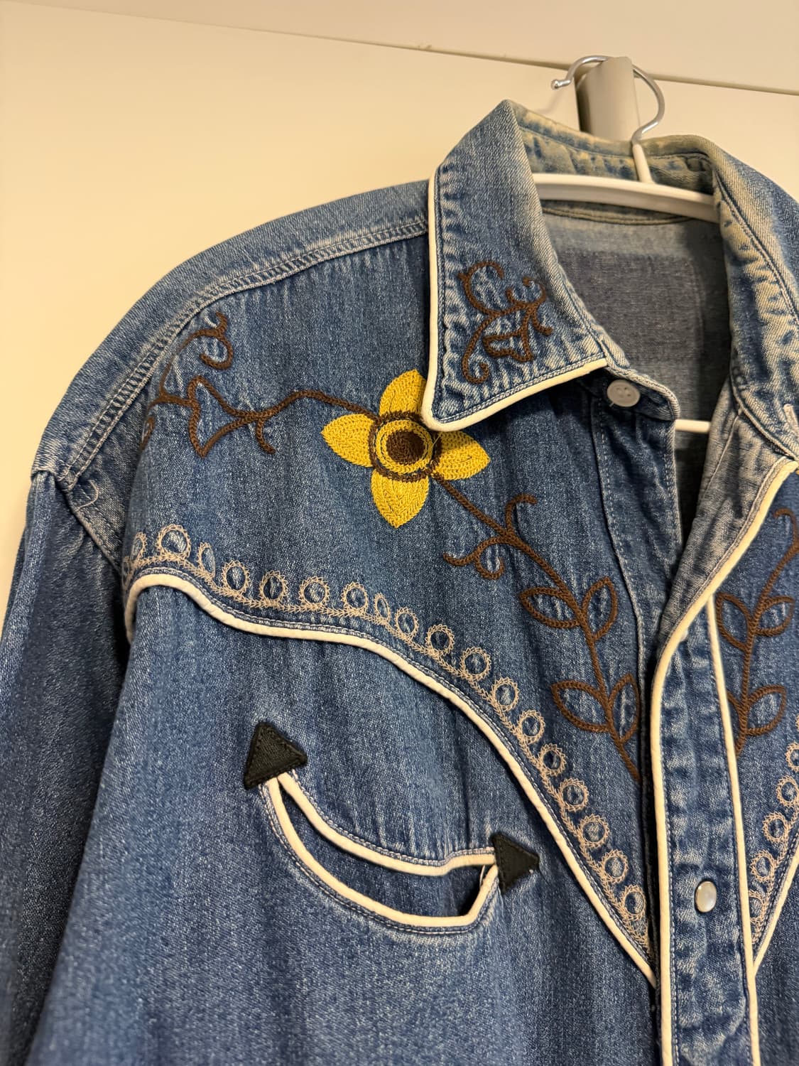 빈티지 체인 스티치 자수 데님 웨스턴 셔츠 상품이미지3