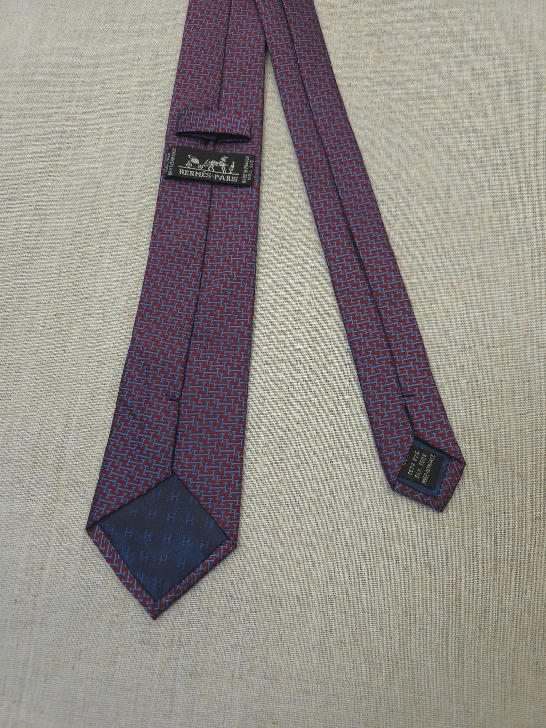 에르메스 H 로고 넥타이 버건디/블루 상품이미지4