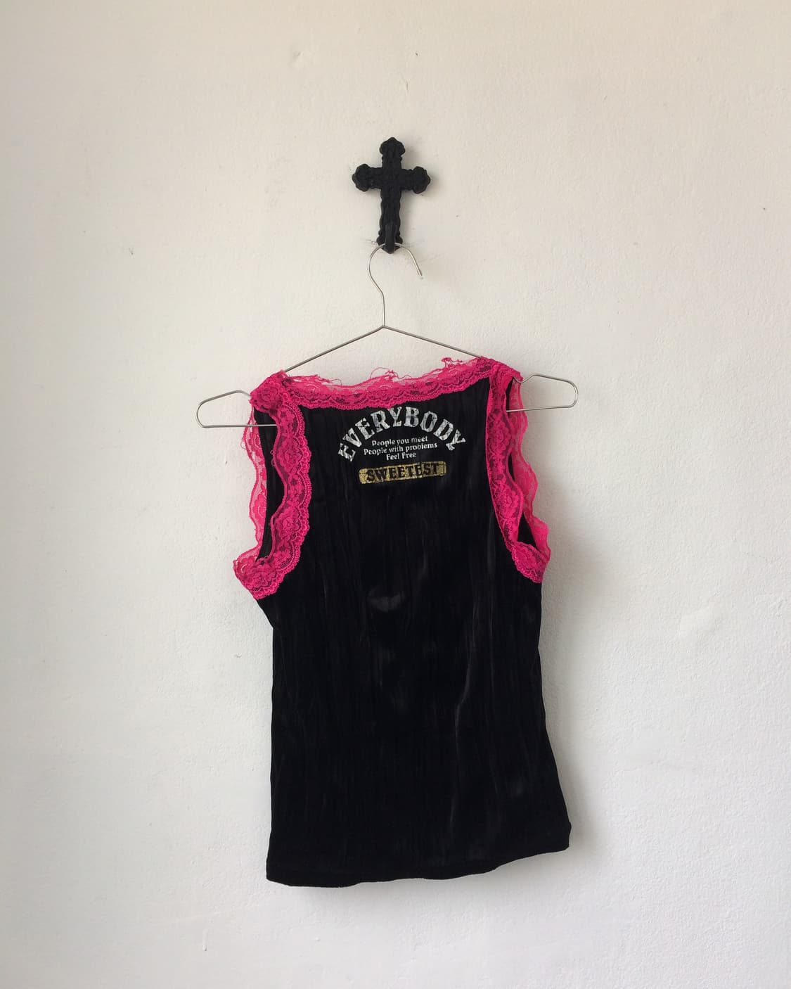 Lace trimming velvet sleeveless 상품이미지3