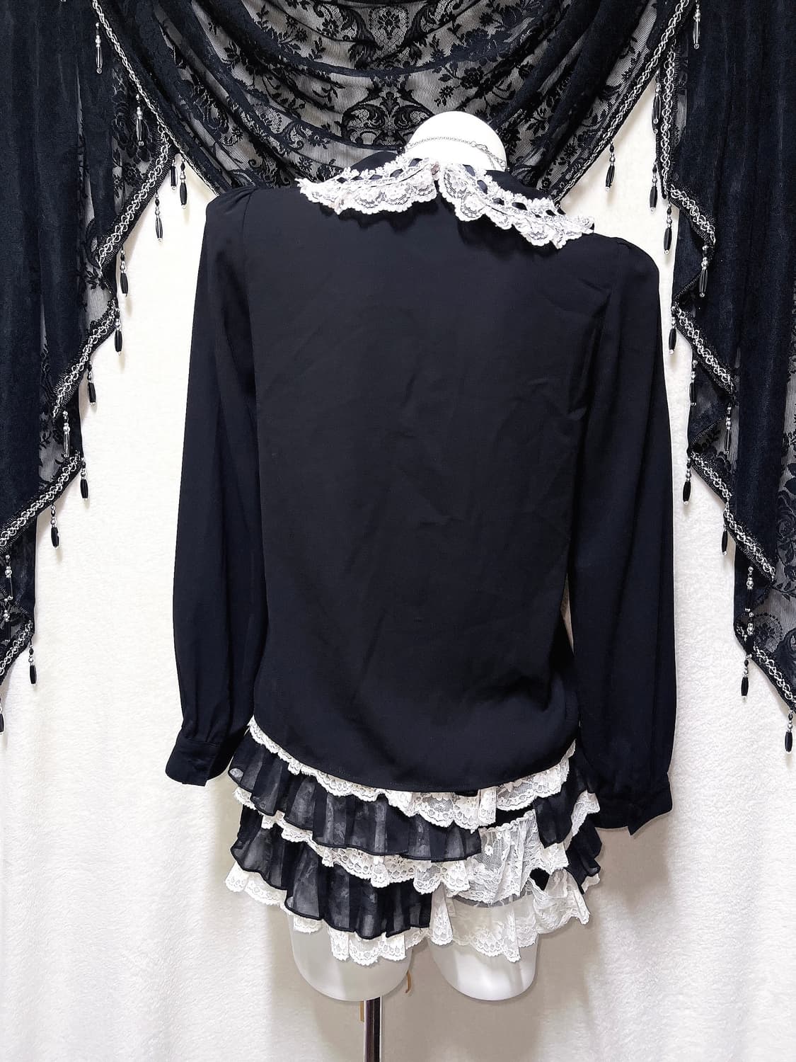 앙크루즈 양산형지뢰계 레이스 블라우스 공겜여주 로맨틱고딕 고스로리 갸루 상품이미지7